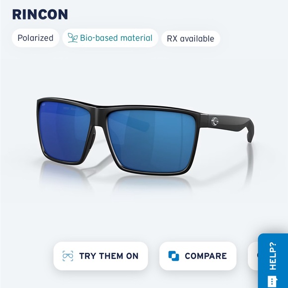 Costa Del Mar Rincon Polarized Sunglasses with Blue Lenses - Picture 1 of 14